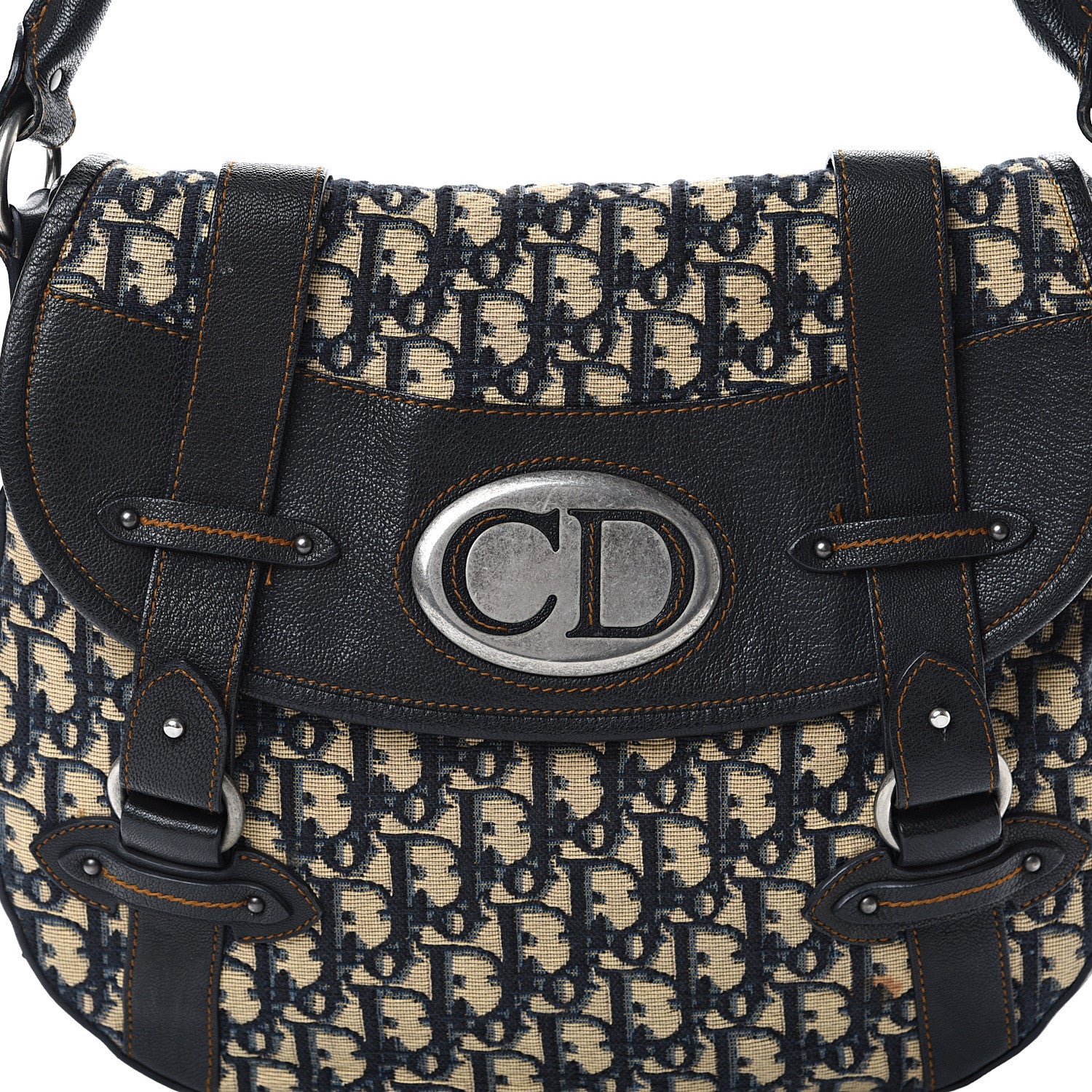 Christian Dior Monogram Traveler Shoulder Bag Navy 7 of 17