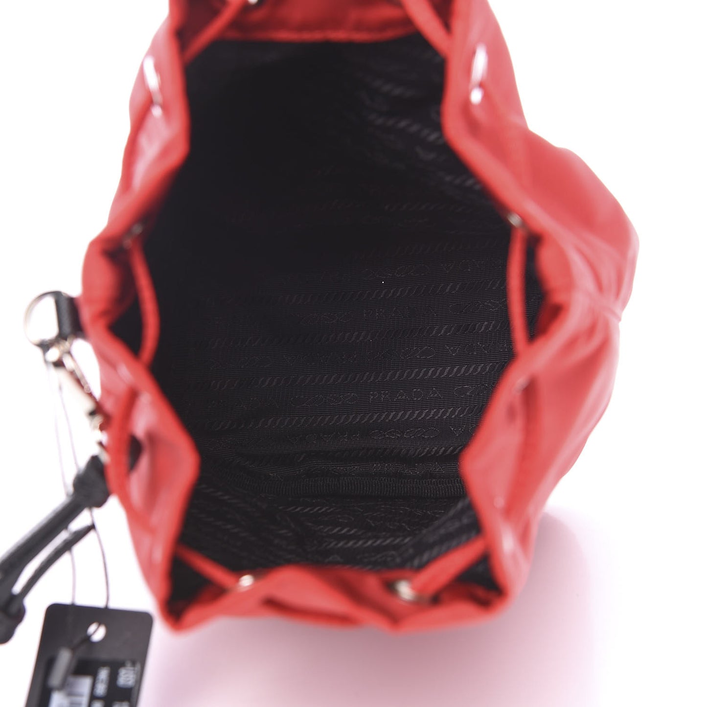 Saffiano Tessuto Nylon Bucket Wristlet Rosso