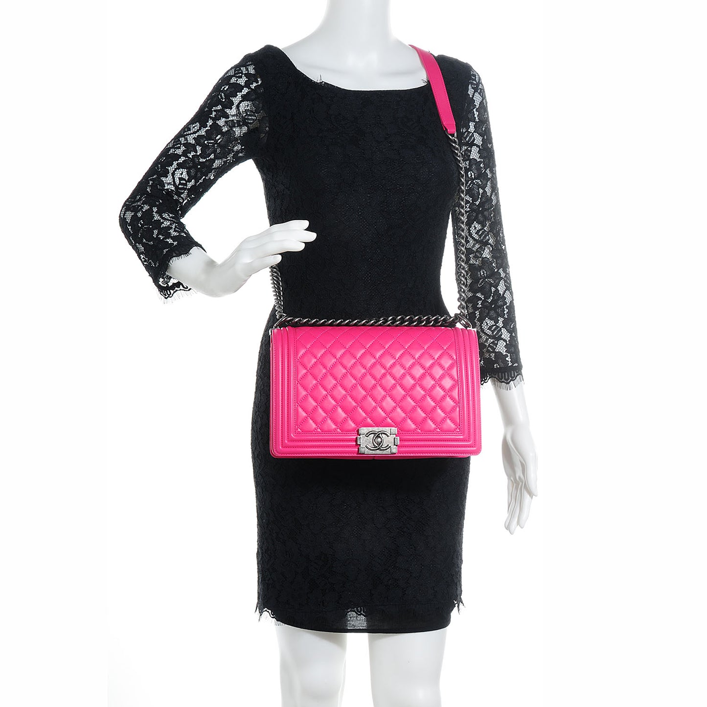 Lambskin New Medium Boy Flap Dark Pink