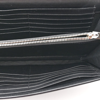 Saint Laurent Calfskin Crocodile Embossed Monogram Chain Wallet Black 5 of 9