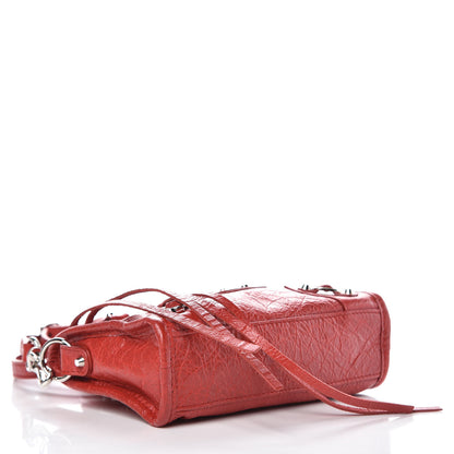 Balenciaga Agneau Classic Silver Hardware Nano City Rouge Groseille 4 of 9