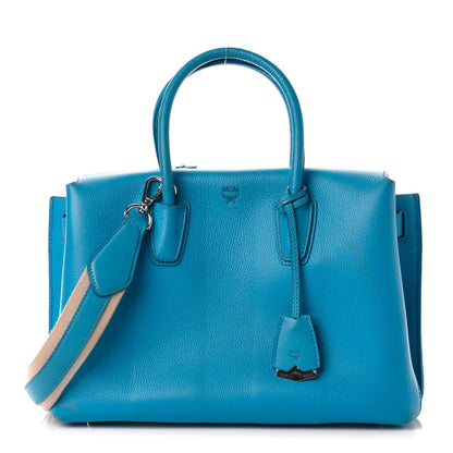 MCM Grained Calfskin Large Milla Tote Tile Blue 1 of 13