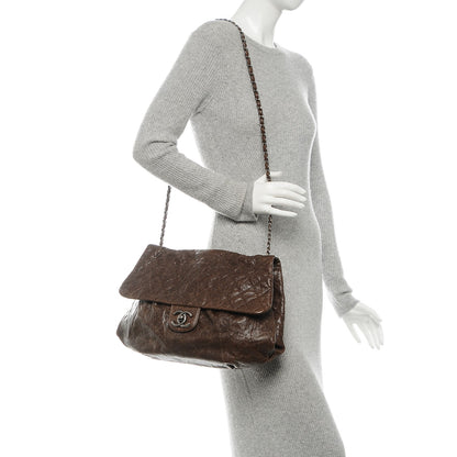 Chanel Grained Calfskin Quilted Maxi Elastic Flap Brown 2 of 7
