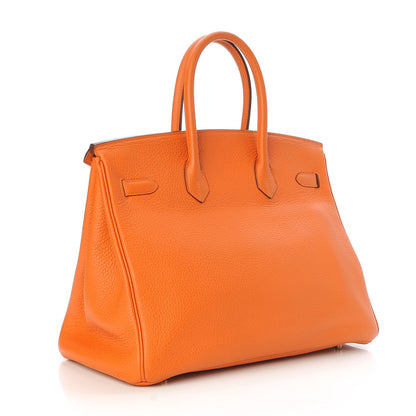 Hermes Taurillon Clemence Birkin 35 Orange 3 of 31