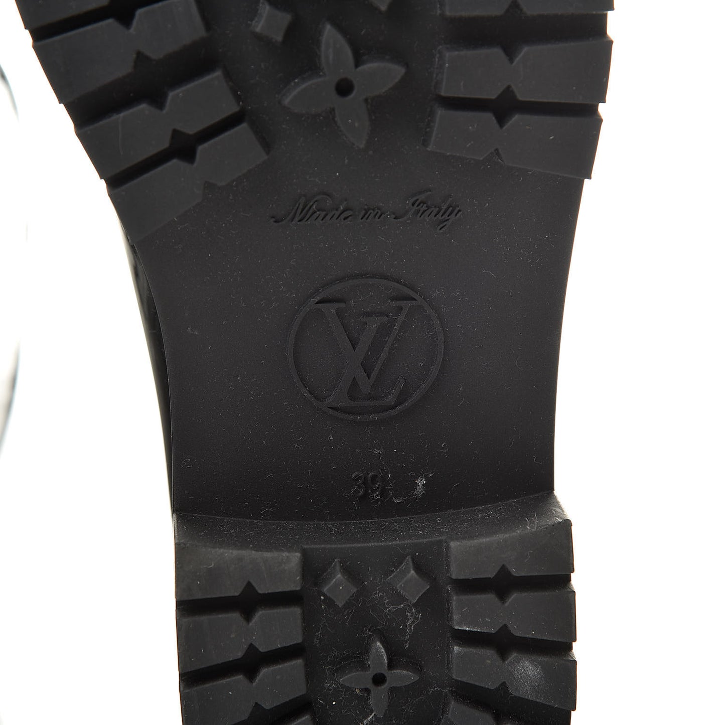 Rubber Embossed Monogram Drops Flat Half Boots 39 Black