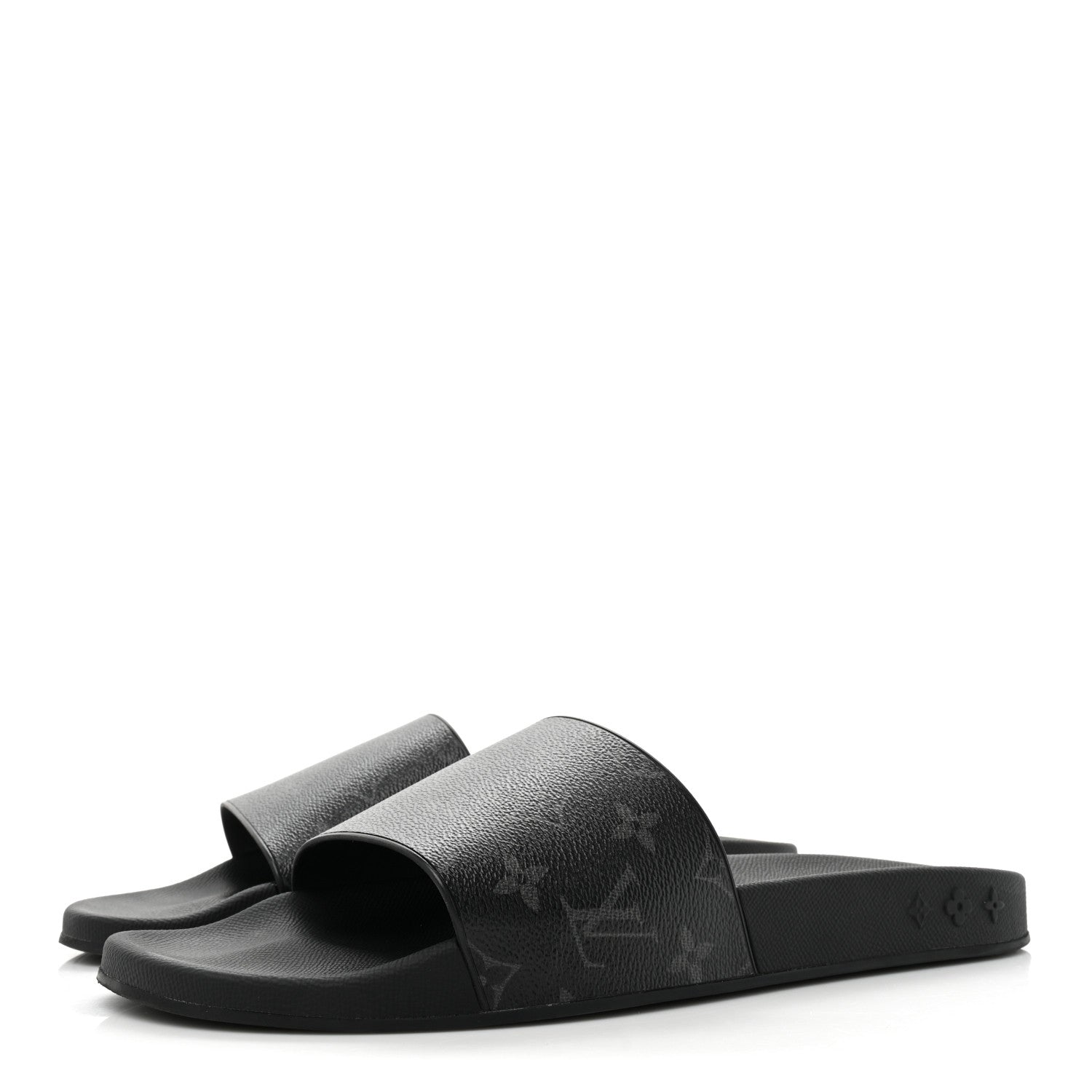 Louis Vuitton Rubber Monogram Eclipse Mens Waterfront Mules 11 Black 3 of 9