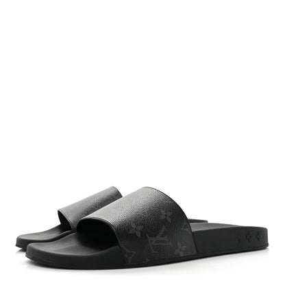 Louis Vuitton Rubber Monogram Eclipse Mens Waterfront Mules 11 Black 3 of 9