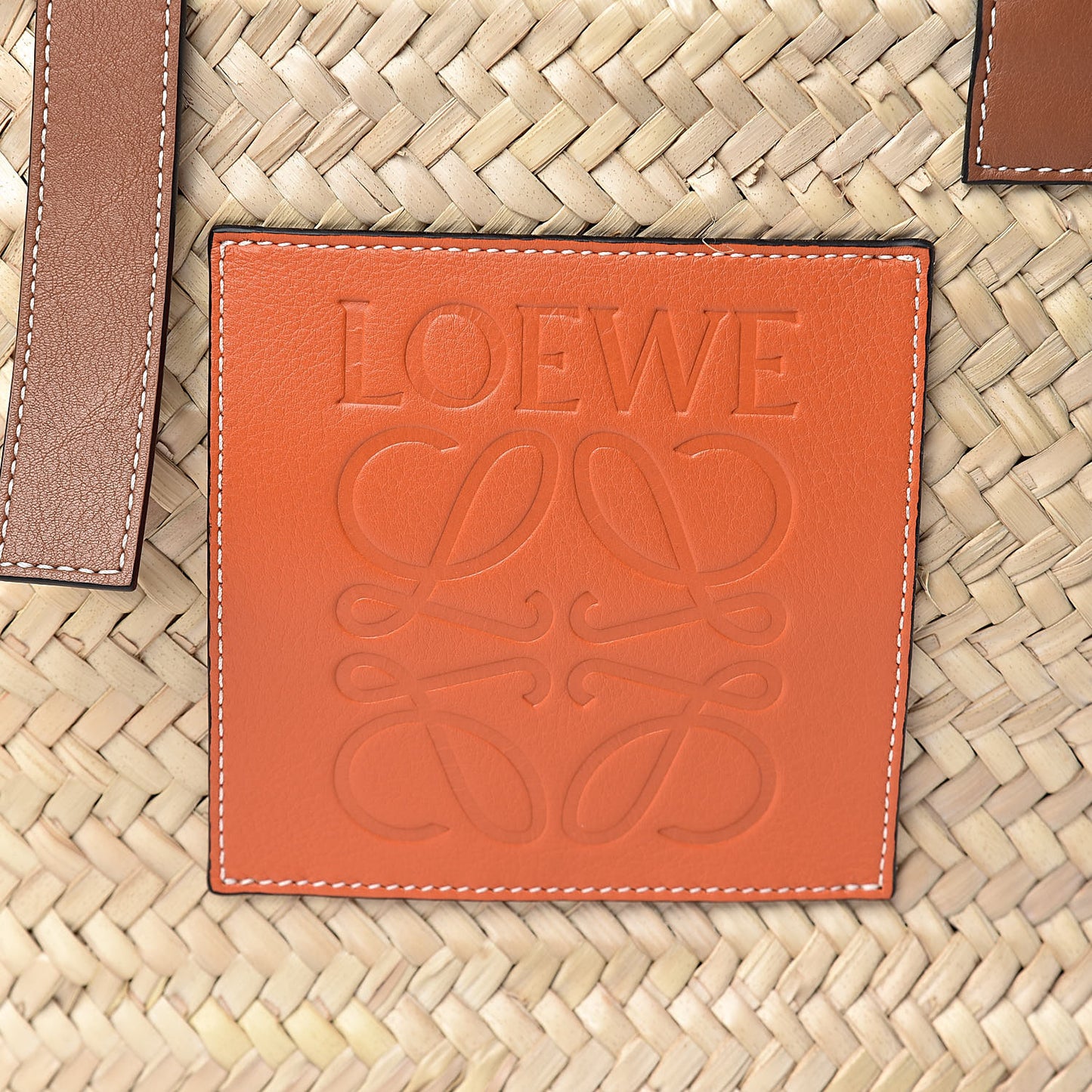 Raffia Basket Tote Bag Natural Tan Orange