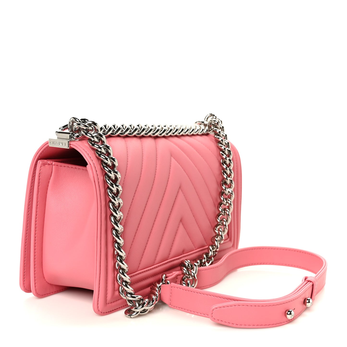 Lambskin Chevron Quilted Medium Boy Flap Pink