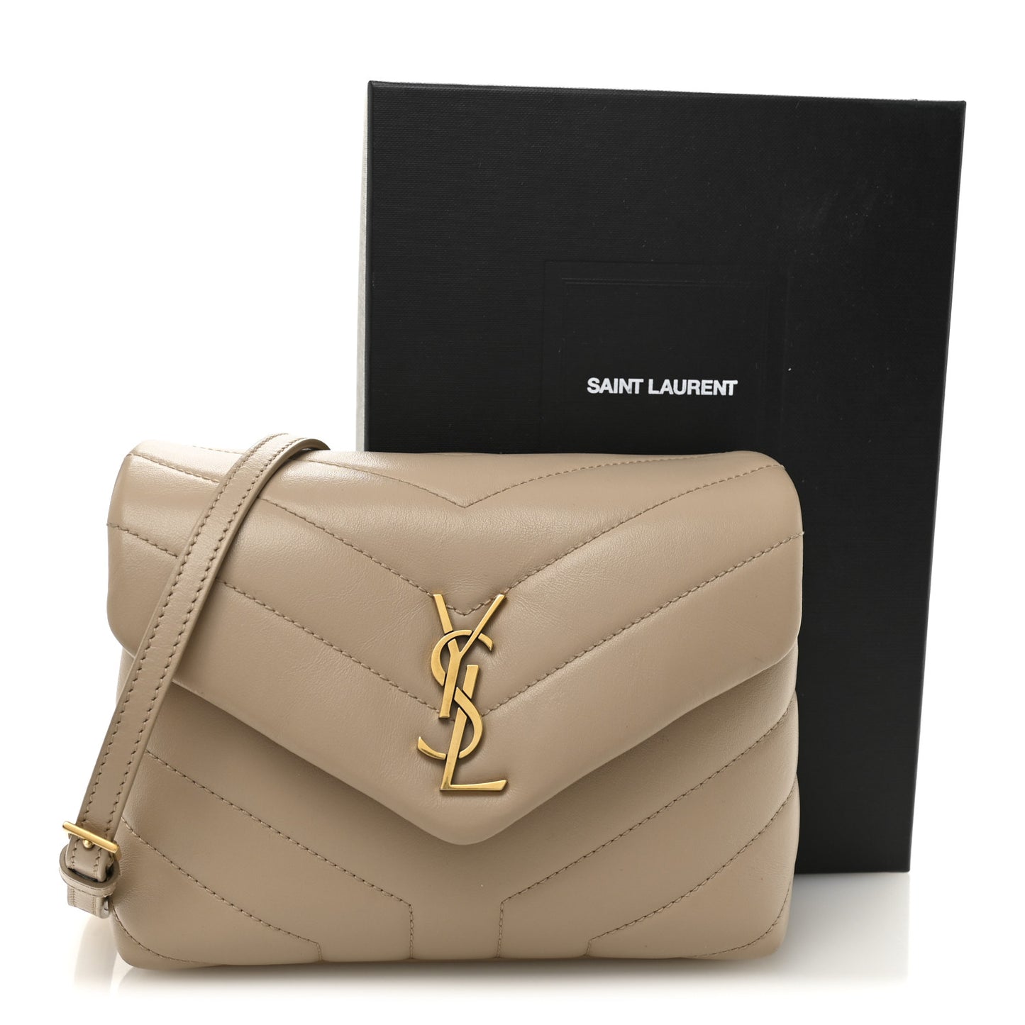 Calfskin Y Quilted Monogram Toy Loulou Crossbody Bag Dark Beige
