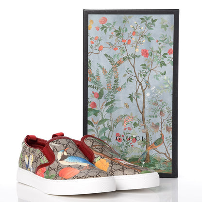 Gucci GG Supreme Monogram Tian Mens Dublin Slip On Sneakers 10 Beige Multicolor Red 11 of 11