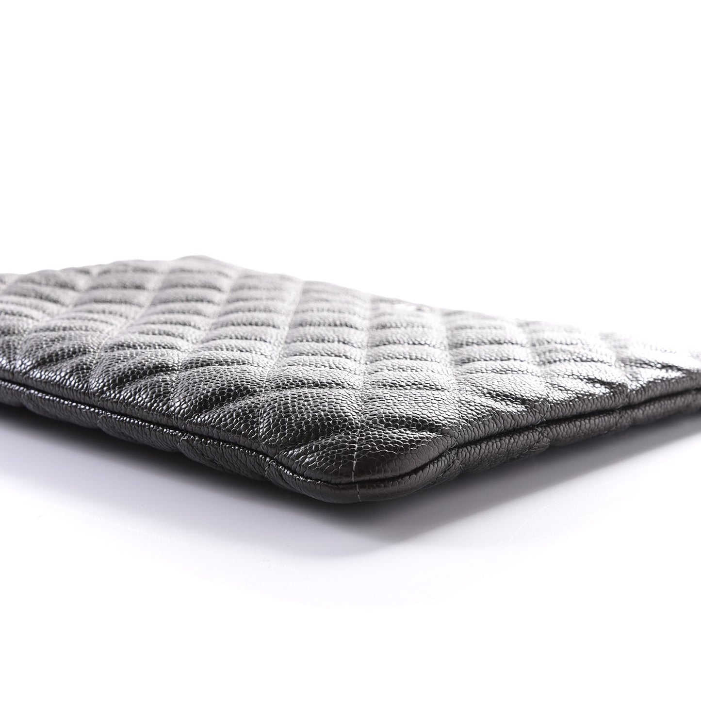 Caviar Quilted Medium Cosmetic Case Charcoal
