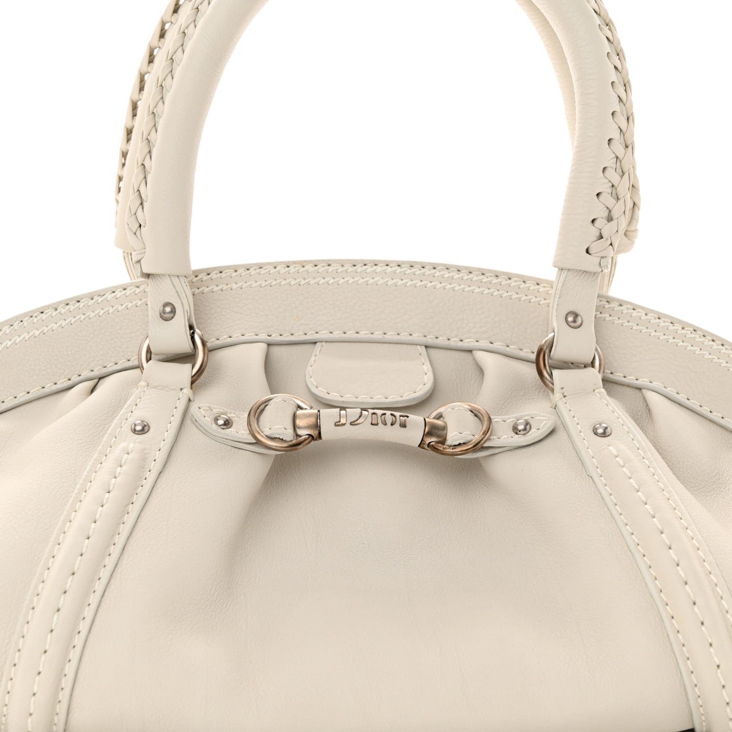 Christian Dior Calfskin My Dior Frame Pocket Satchel White 8 of 19