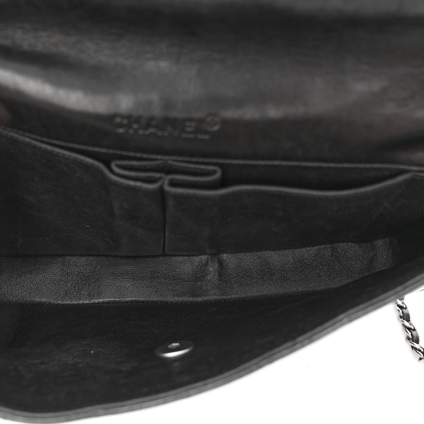 Patent Quilted East West Chocolate Bar Flap Black