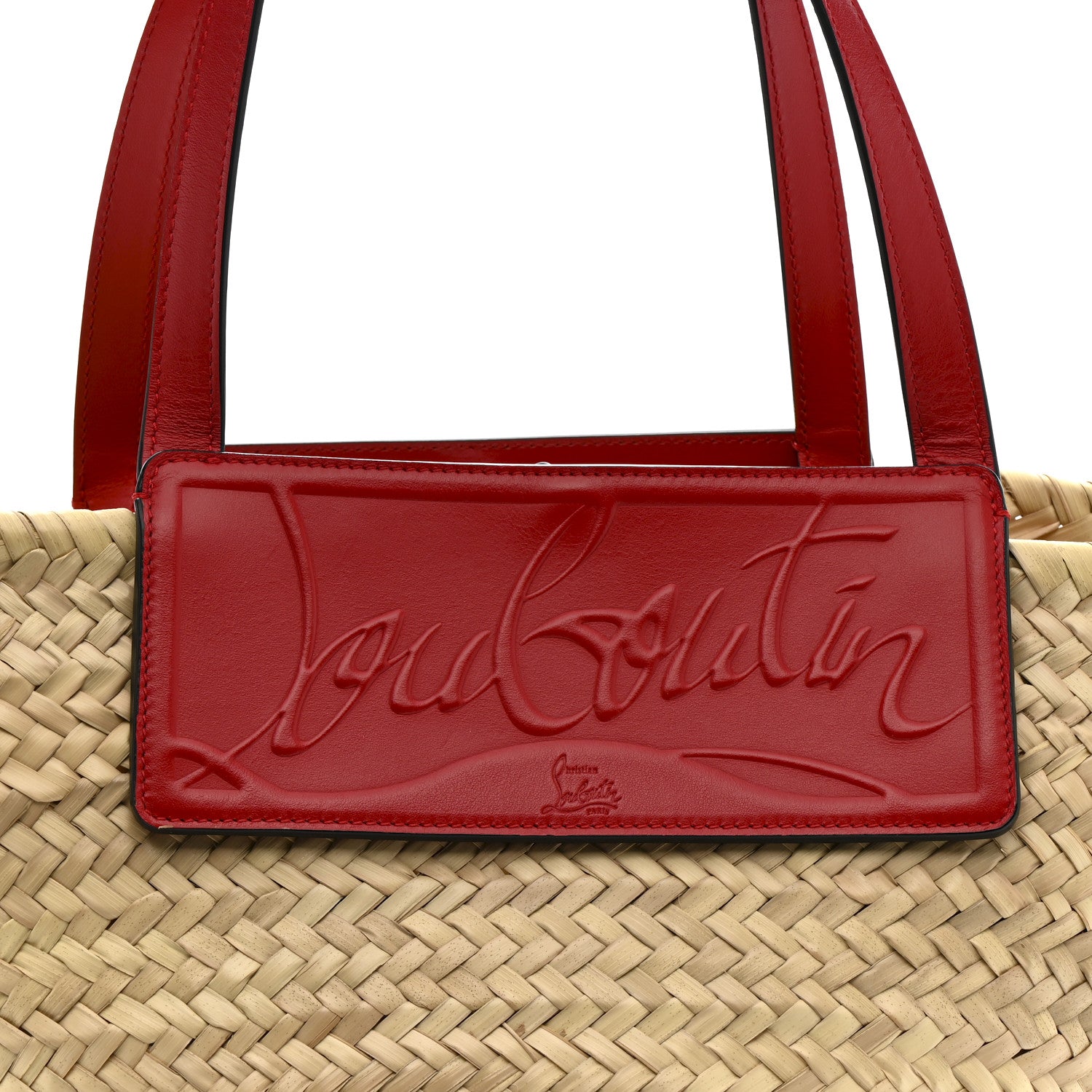 Christian Louboutin Woven Straw Loubishore Tote Red 8 of 11