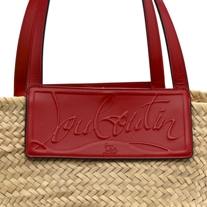Christian Louboutin Woven Straw Loubishore Tote Red 8 of 11
