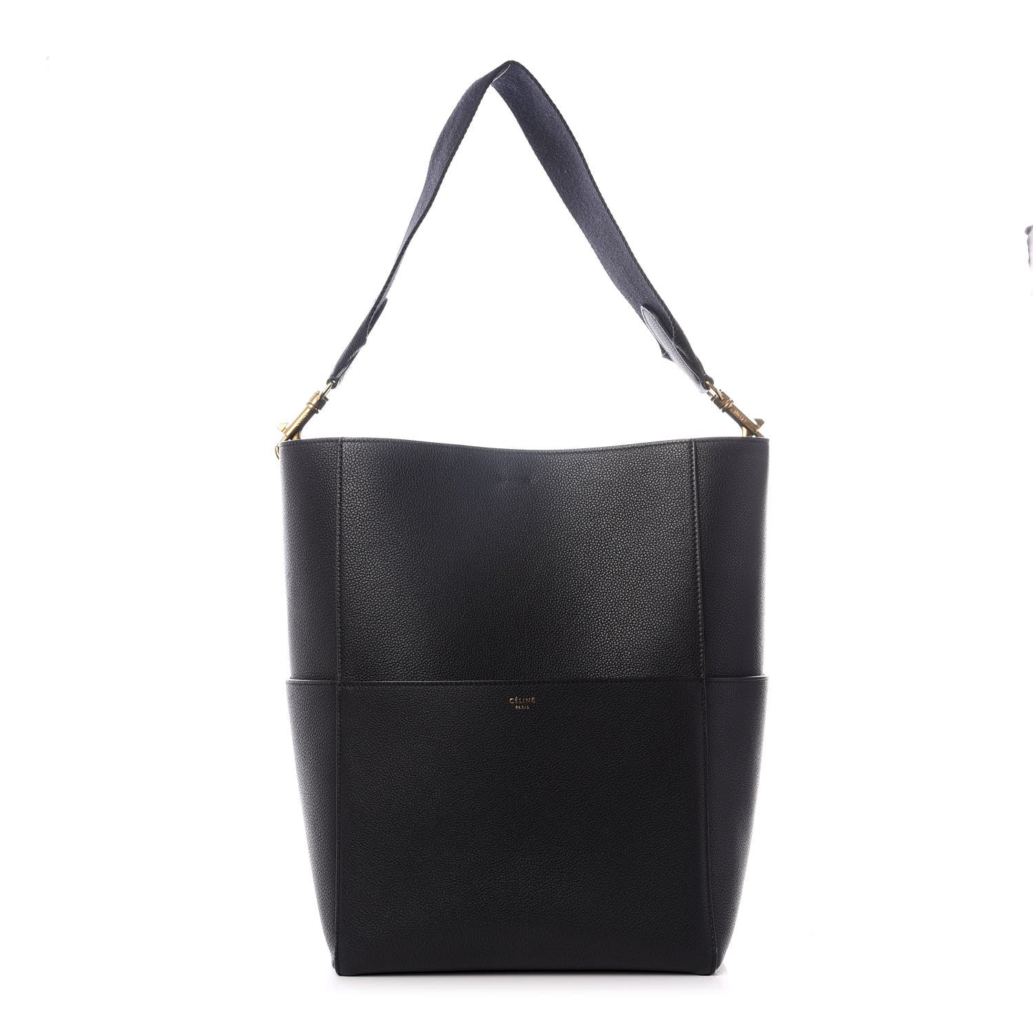Celine Soft Grained Calfskin Sangle Bucket Bag Black 1 of 7
