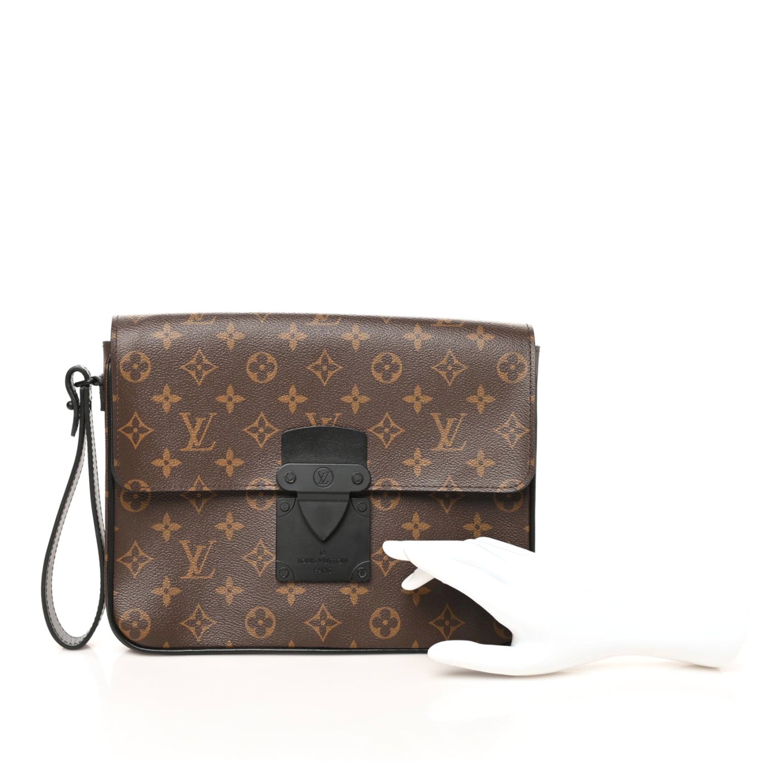Louis Vuitton Monogram Macassar S Lock A4 Pouch 2 of 7