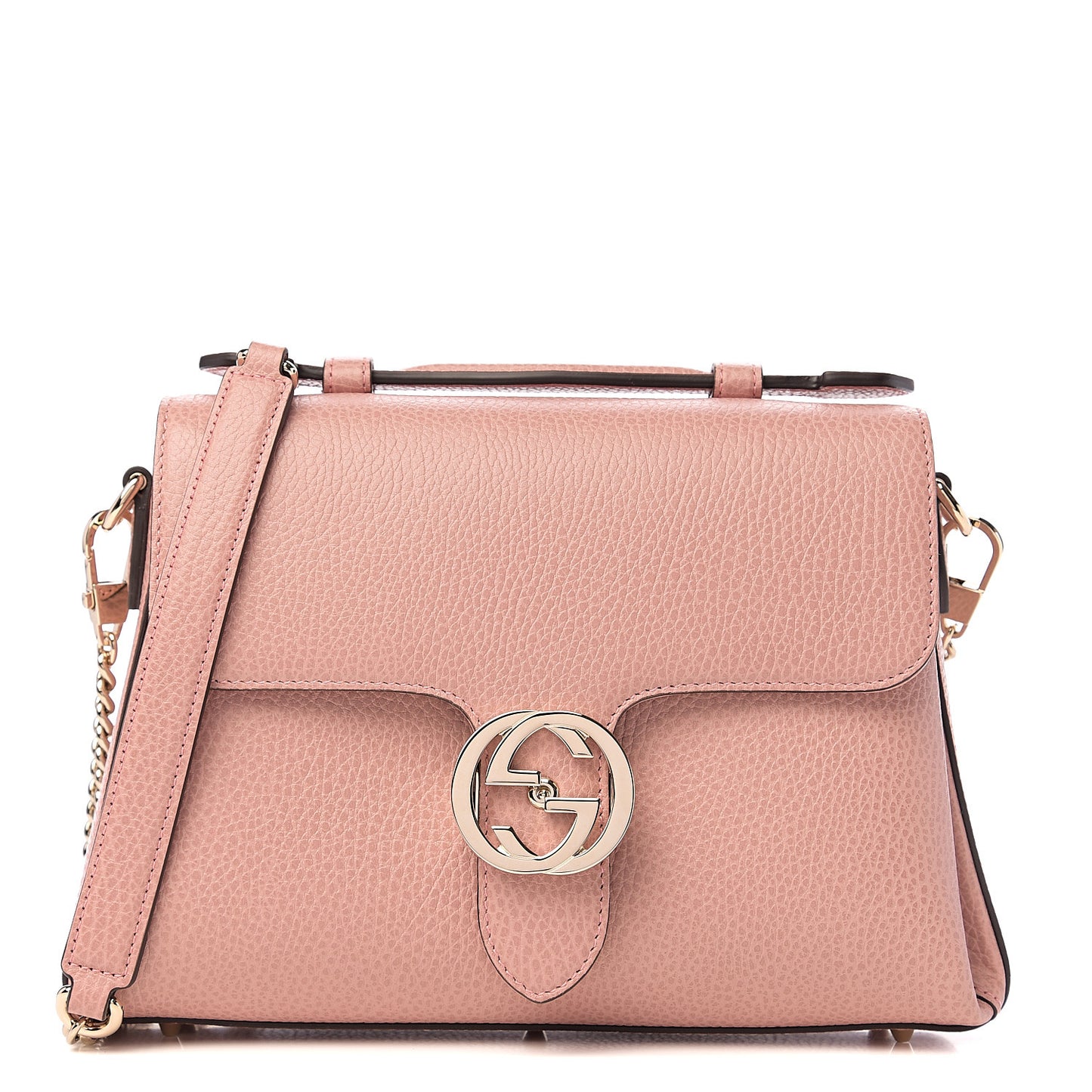 Dollar Calfskin Interlocking G Top Handle Shoulder Bag Soft Pink