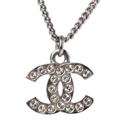 Chanel Crystal CC Necklace Silver 3 of 4