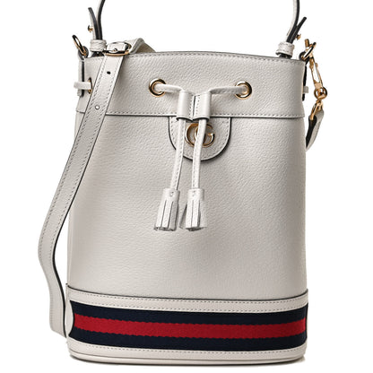 Gucci Glazed Textured Calfskin Web Small Ophidia Bucket Bag Mystic White 9 of 11