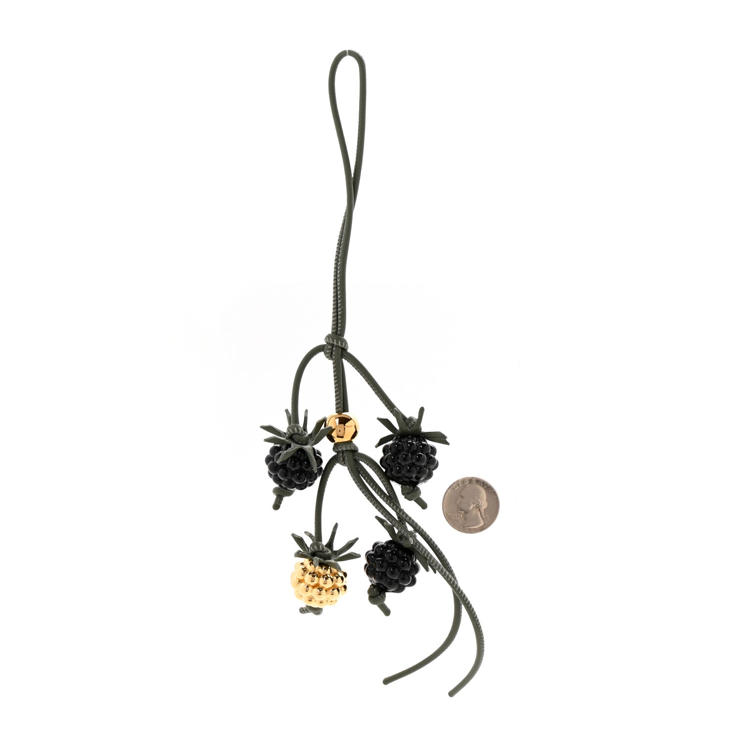 Loewe Calfskin Berry Bag Charm Green Black 2 of 3