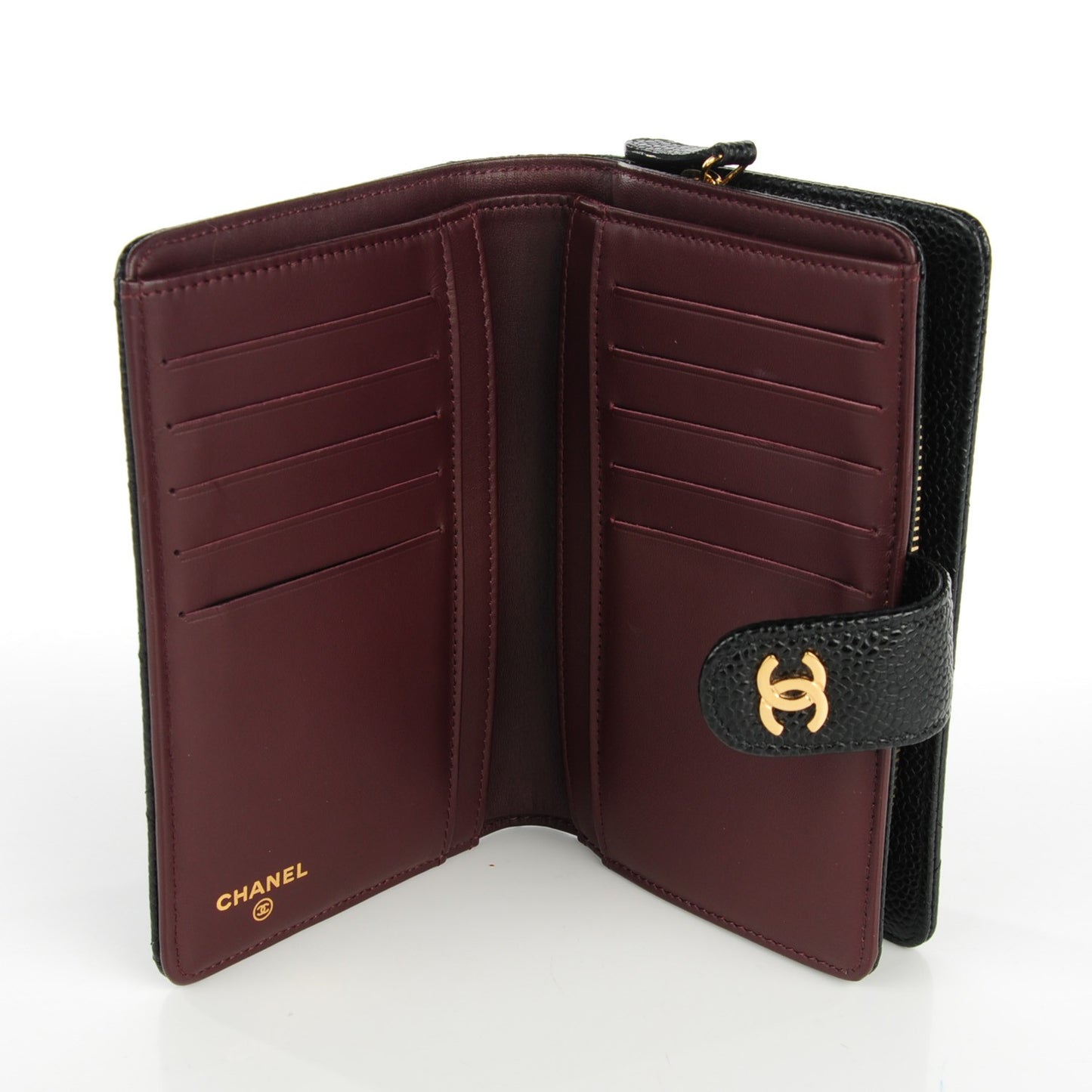 Caviar Quilted Zipped Pocket Wallet Black