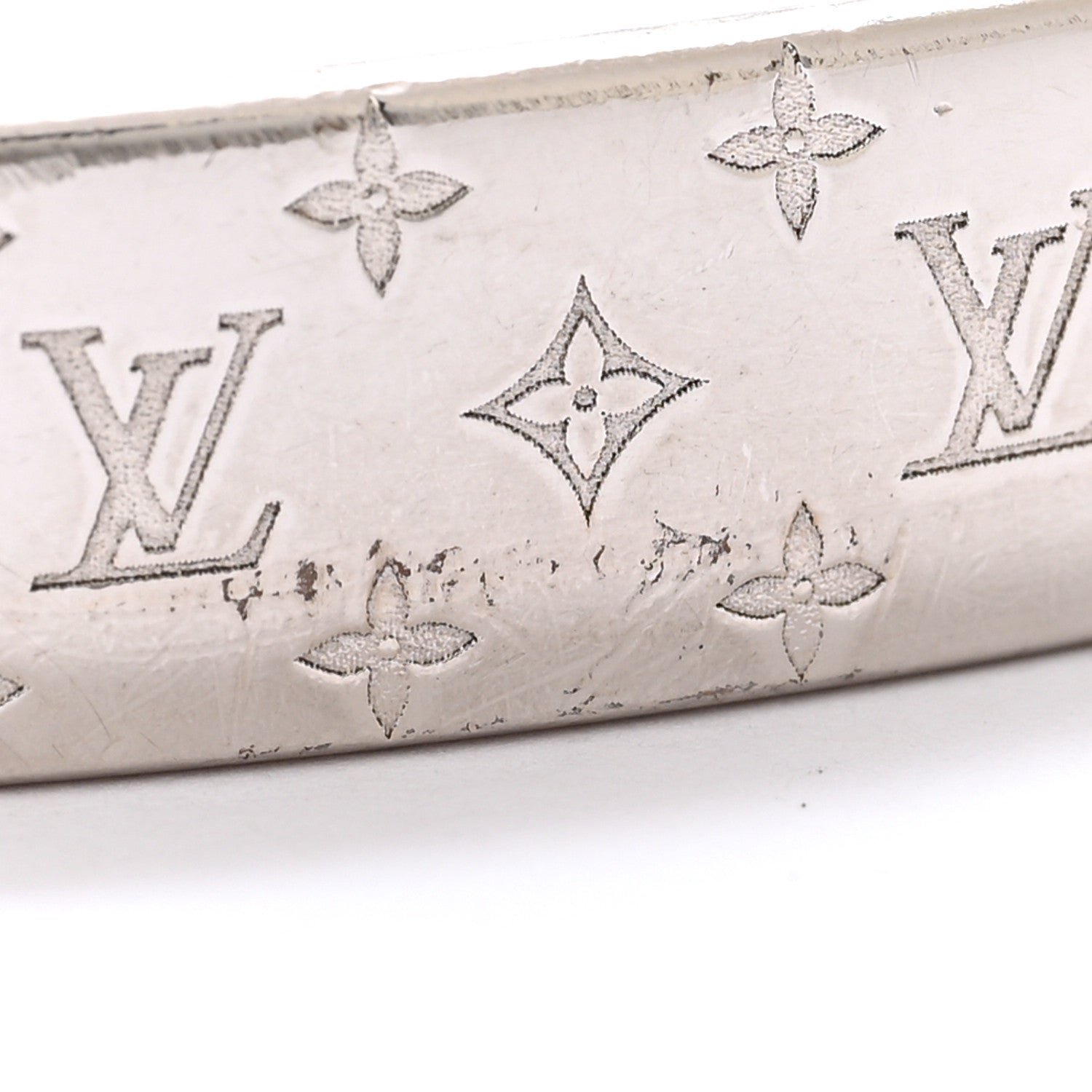 Louis Vuitton Brass Palladium Plated Nanogram Cuff M Silver 7 of 7