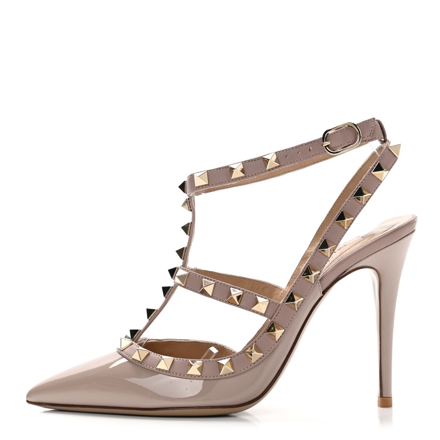 Valentino Garavani Patent Rockstud Ankle Strap 100mm Pumps 36 Poudre 1 of 11