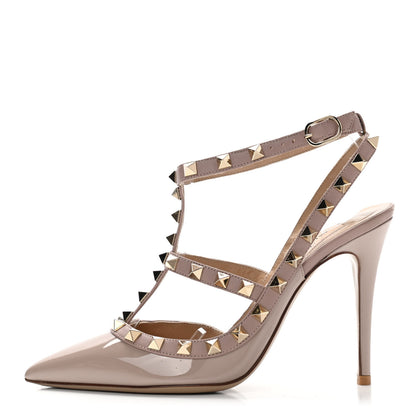 Valentino Garavani Patent Rockstud Ankle Strap 100mm Pumps 36 Poudre 1 of 11