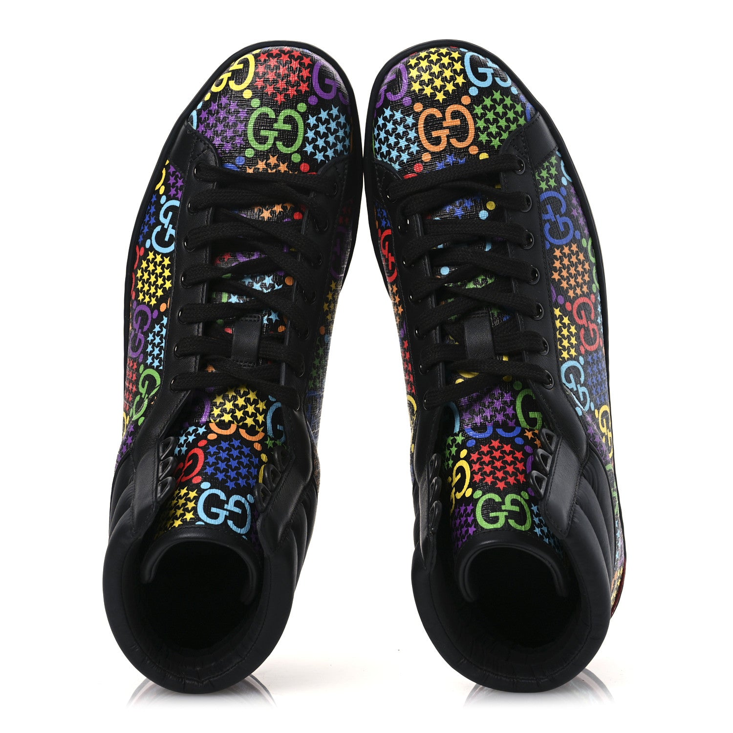 Gucci GG Supreme Monogram Psychedelic Mens High Top Sneakers 9 Black Multicolor 2 of 11