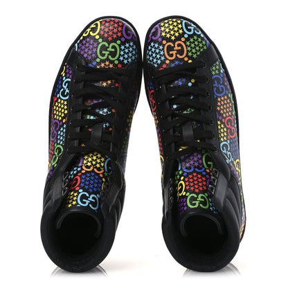 Gucci GG Supreme Monogram Psychedelic Mens High Top Sneakers 9 Black Multicolor 2 of 11