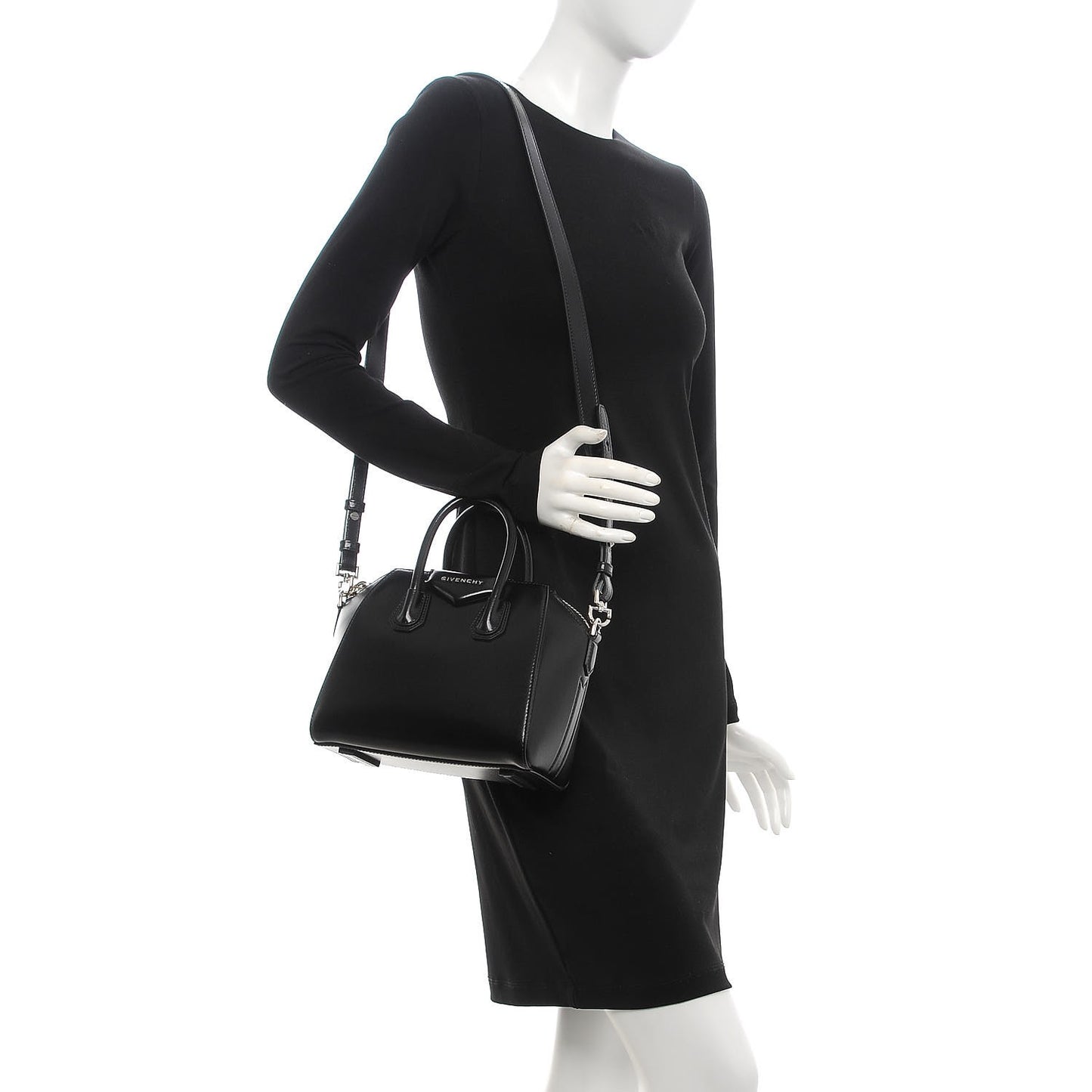 Shiny Lord Calfskin Mini Antigona Black