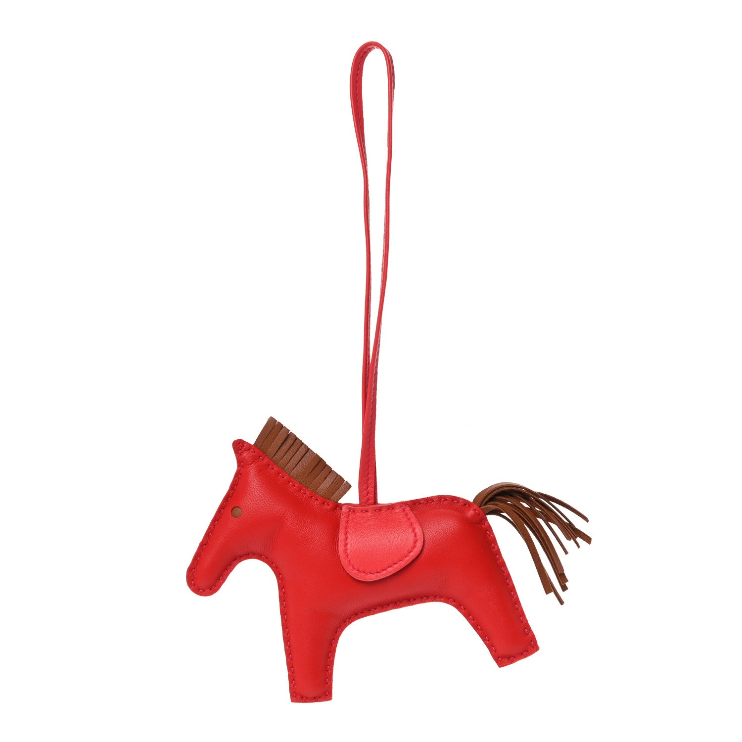 Hermes Milo Lambskin Grigri Rodeo Horse Bag Charm MM Rouge Indien Gold Bougainvillea 1 of 5