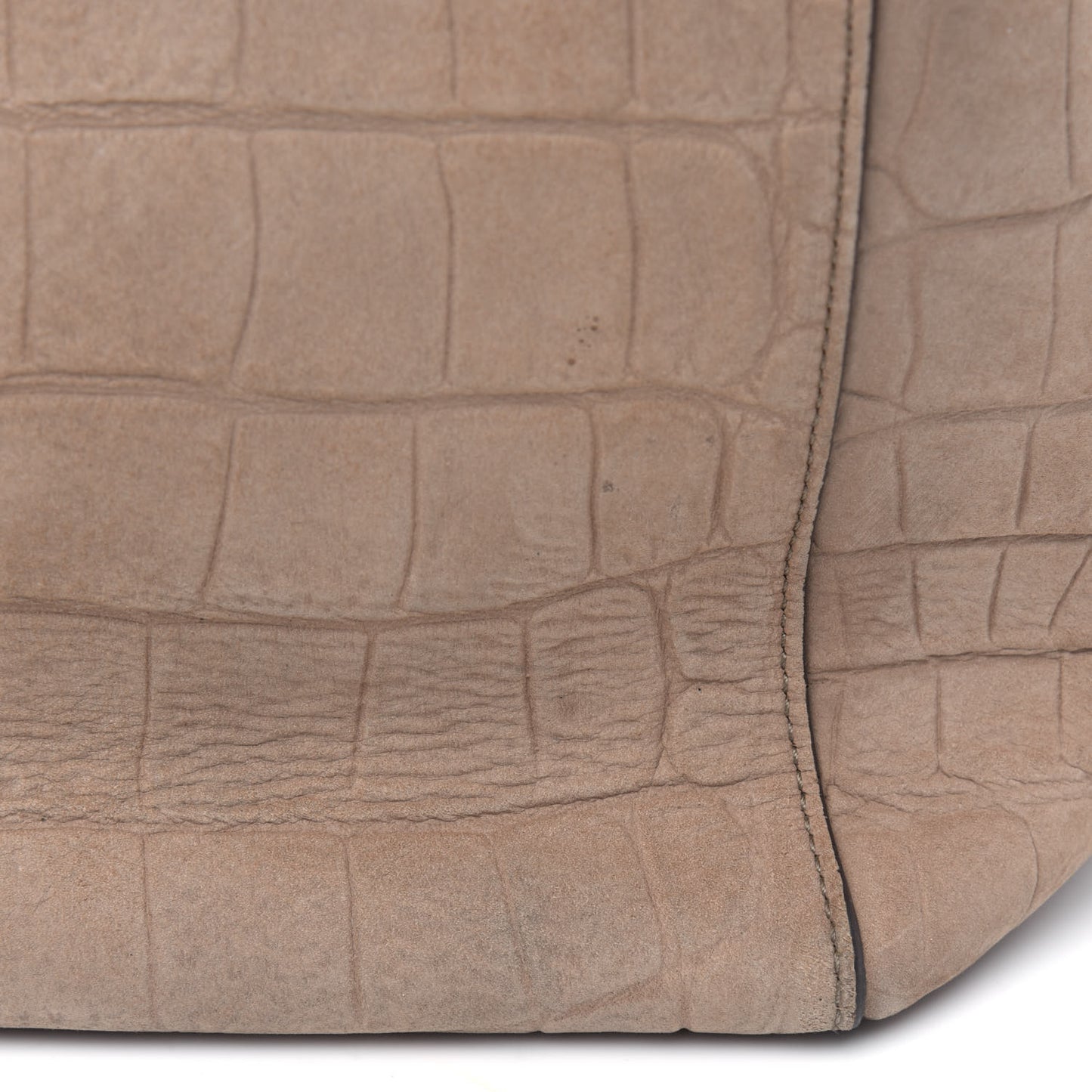 Crocodile Embossed Nubuck Small Belt Cabas Phantom Beige