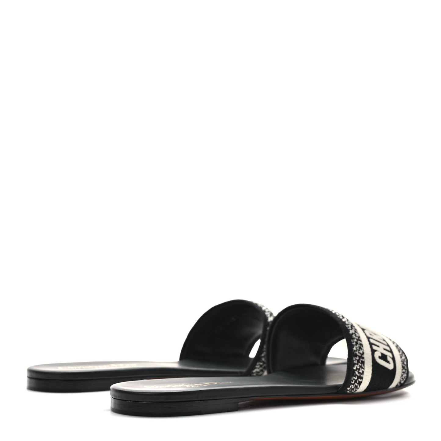 Canvas Embroidered Dway Mules Slide Sandals 41 Black