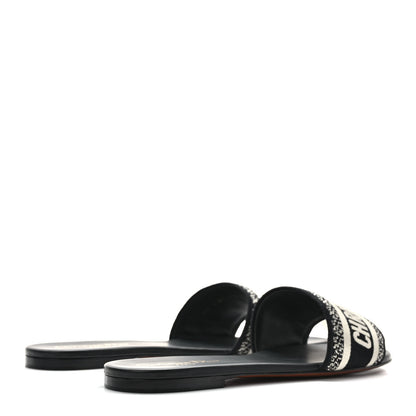 Christian Dior Canvas Embroidered Dway Mules Slide Sandals 41 Black 4 of 9