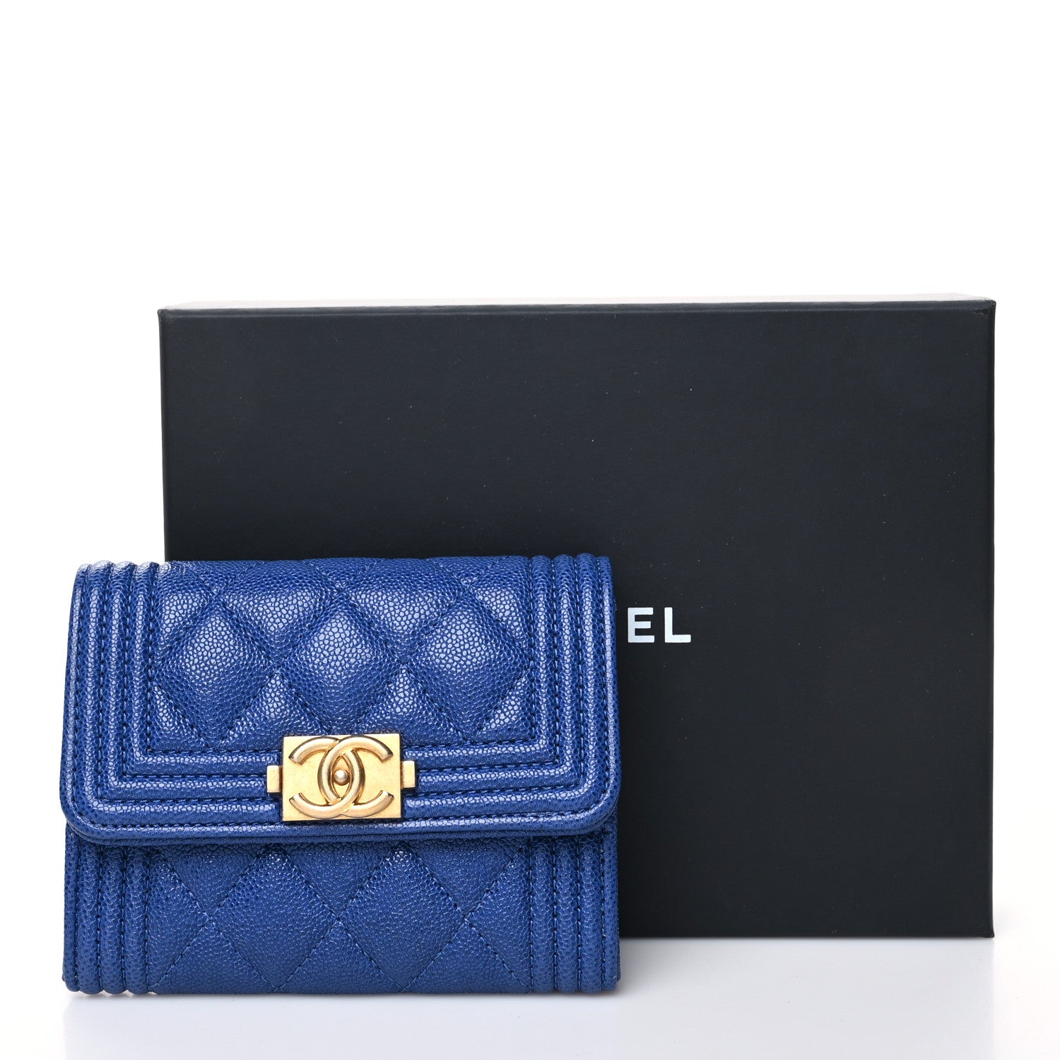 Chanel Caviar Quilted Boy Card Holder Wallet Blue 12 of 12