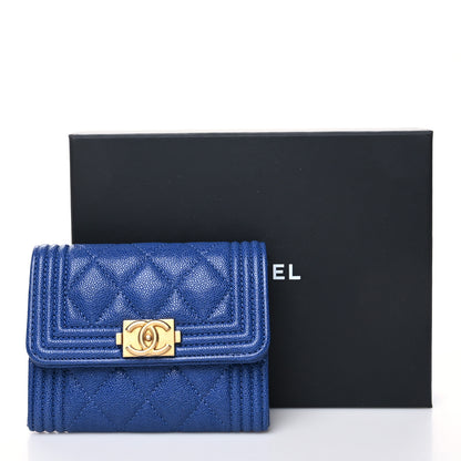 Chanel Caviar Quilted Boy Card Holder Wallet Blue 12 of 12
