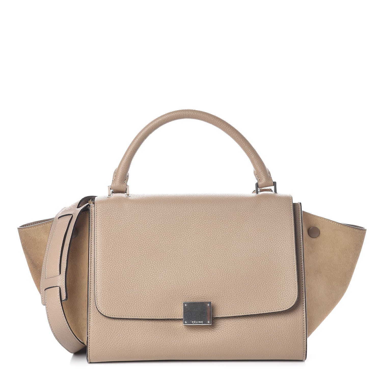 Celine Drummed Calfskin Suede Small Trapeze Dune 1 of 9