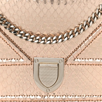 Christian Dior Snakeskin Diorama Wallet on Chain Pouch Rose Gold 8 of 13