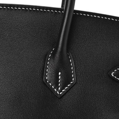Hermes Swift Horseshoe Birkin 25 Black White 31 of 35