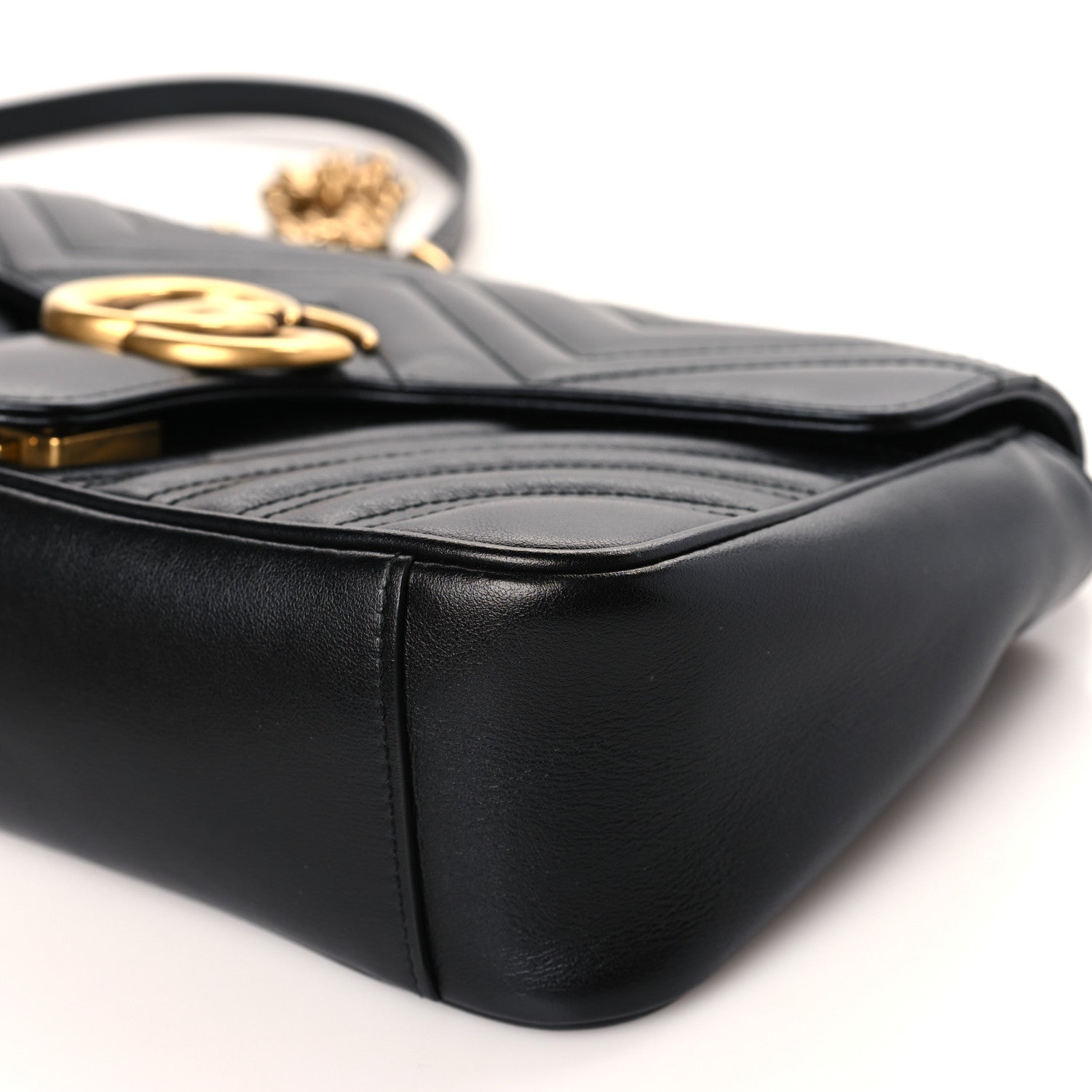 Gucci Calfskin Matelasse Small GG Marmont Shoulder Bag Black 9 of 9