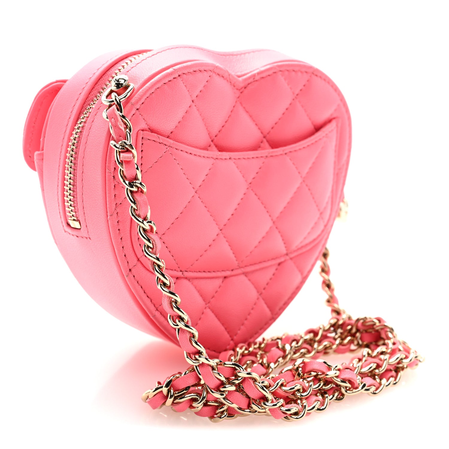 Chanel Lambskin Quilted CC In Love Heart Clutch With Chain Pink 3 of 10
