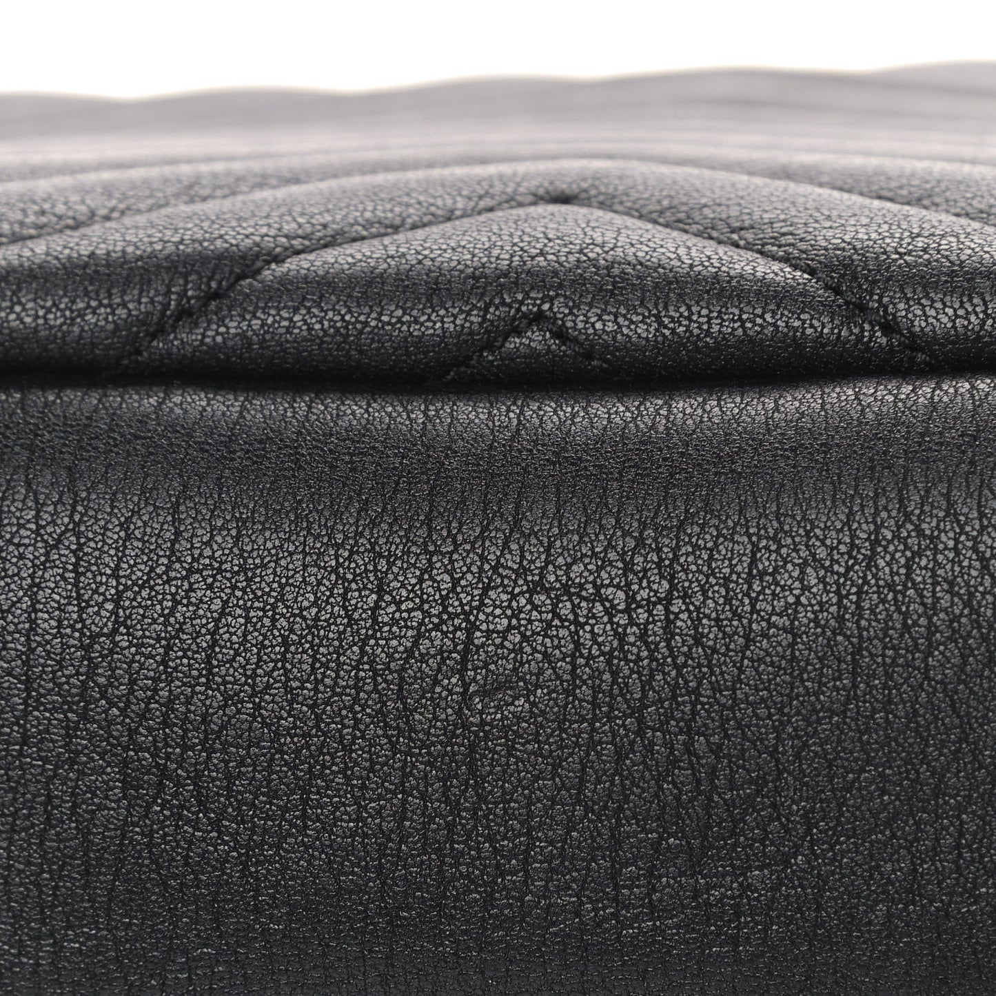 Sheepskin Matelasse Chevron Monogram Large College Satchel Black