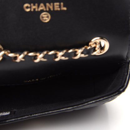 Chanel Lambskin Camellia Embossed Chain Belt Bag Black 5 of 8