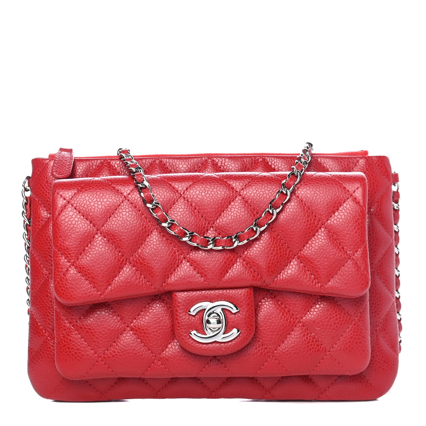Caviar Quilted Daily Zip Crossbody Bag Red