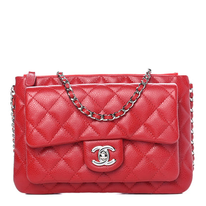 Chanel Caviar Quilted Daily Zip Crossbody Bag Red 1 of 4