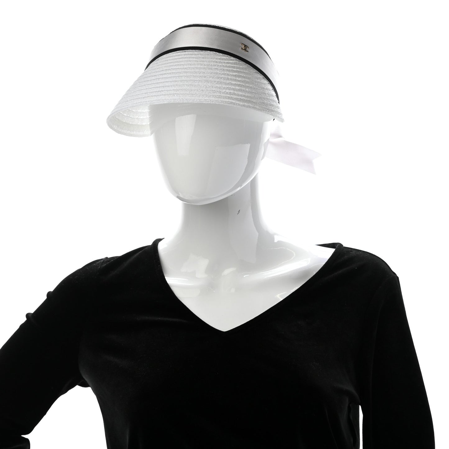 Abaca Cotton Ribbon Visor S Ecru White