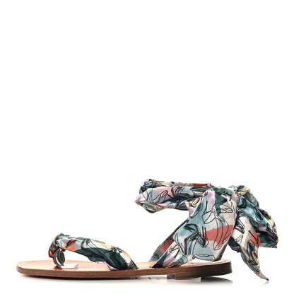 Christian Louboutin Crepe Satin Niloo Du Desert Flat Sandals 40 Multi Lin 1 of 8